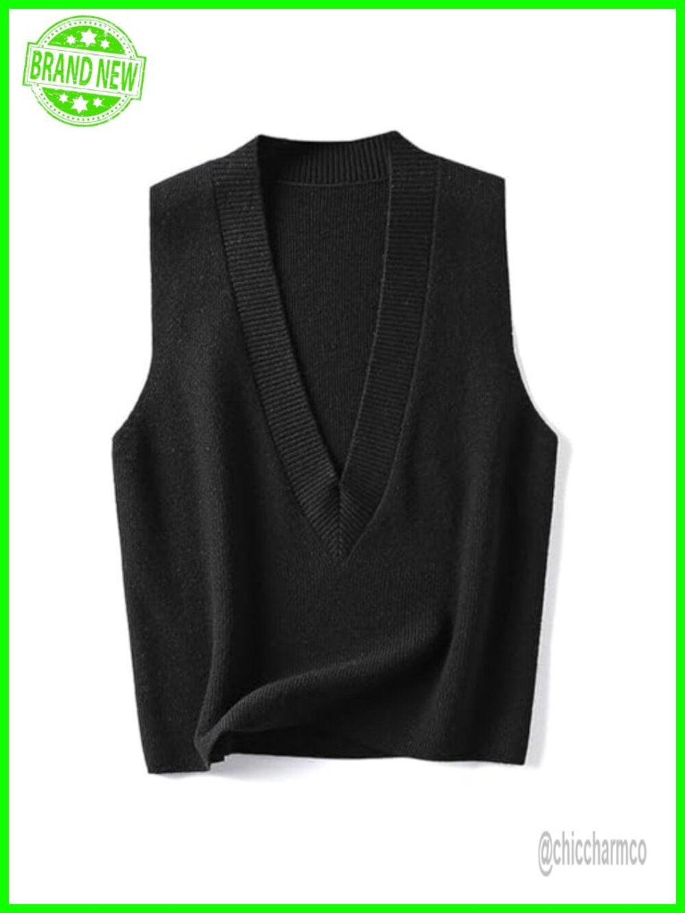 V Neck Sleeveless Knit Cropped Sweater Vest - Casual Pullover Top